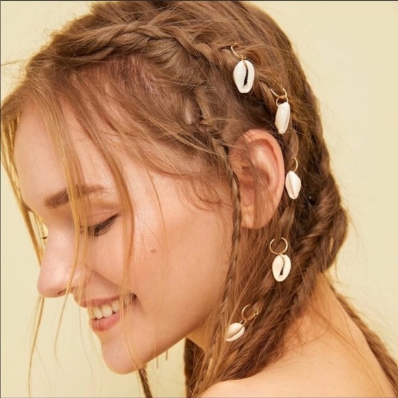 5 Pc. Shell Hair Rings - Picture 2 of 4